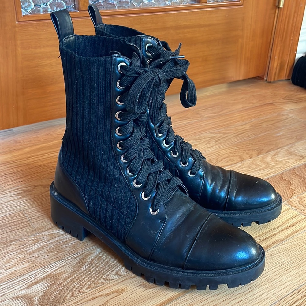 Black leather boots
